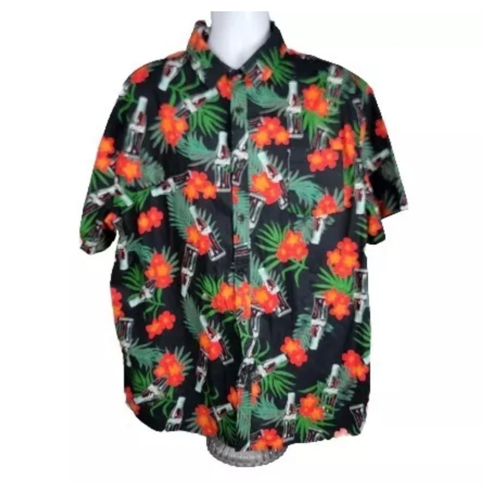 Coca-Cola Hawaiian Casual Button Down Tropical Shirt Men's Size XXL